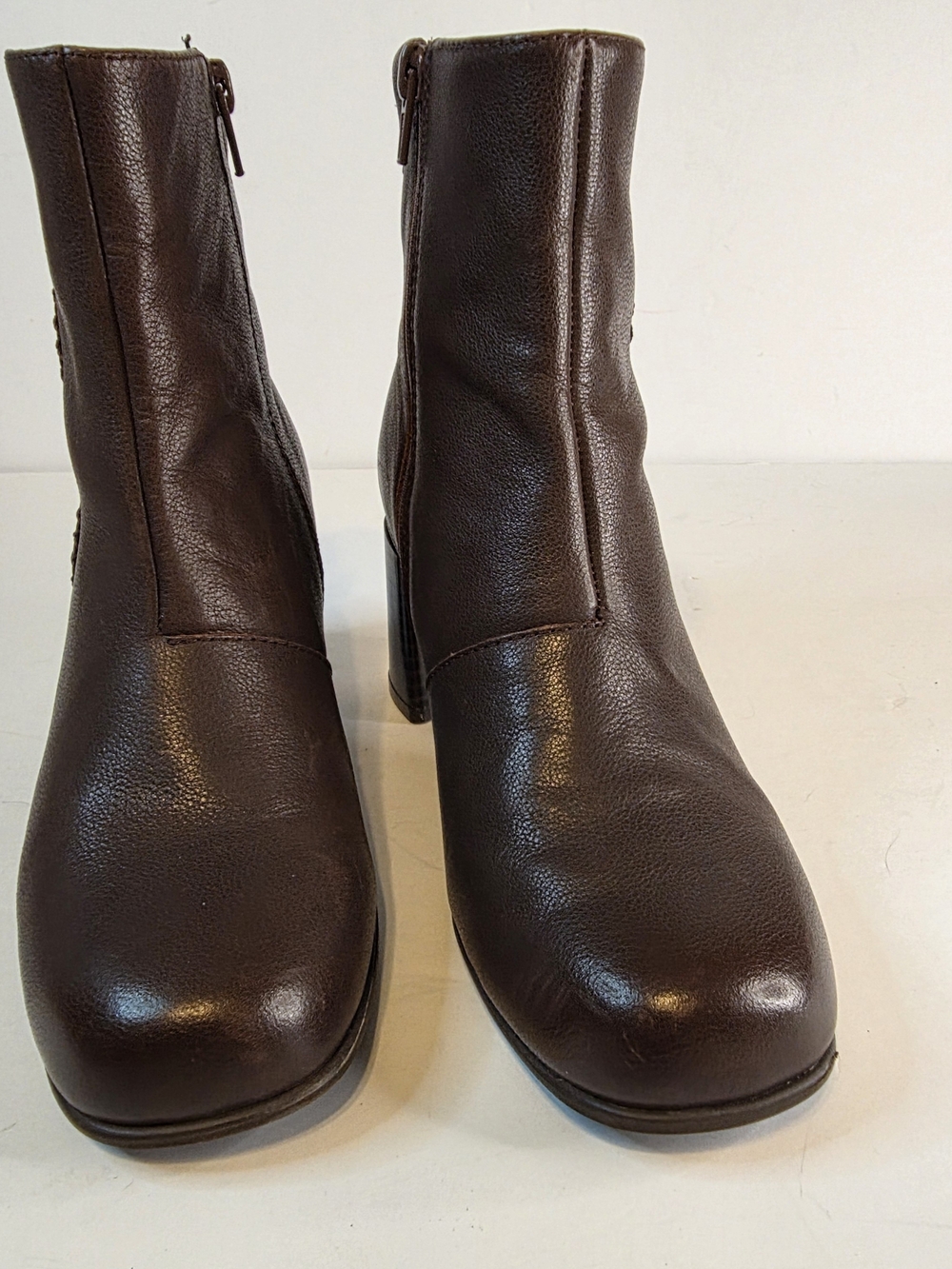 New Clarks Brown Leather Side-Zip Ankle Boots Size 6.5